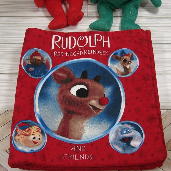 Christmas Holiday 3 pc Set Rudolph Soft Book and 2 Vtg Beanie Bears from 2003 - Picture 4 of 13